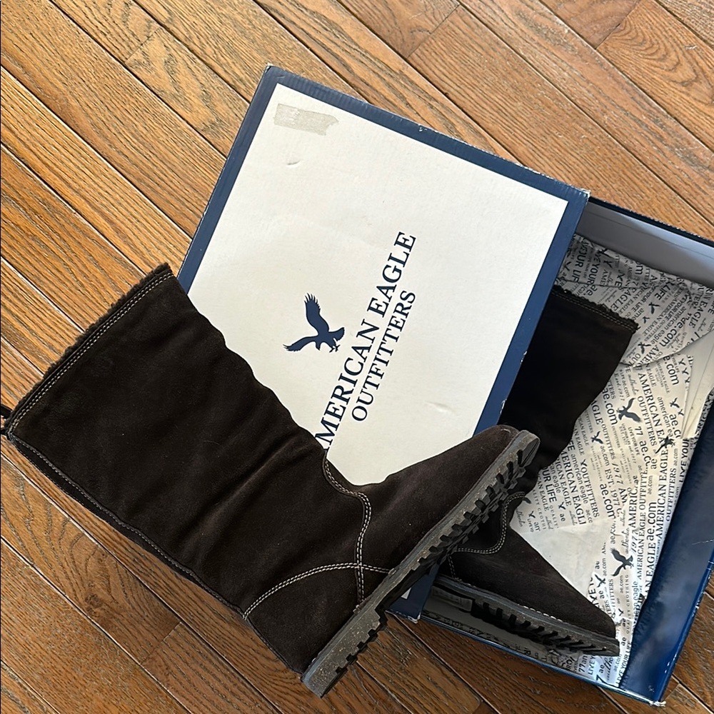 American Eagle Outfitters dark brown Winter Rain Boots - Picture 1 of 6